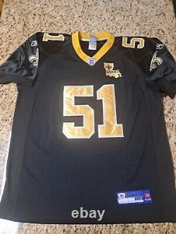 New Orleans SaintS Jonathan Vilma REEBOK SEWN JERSEY W STATE PATCH SZ 54