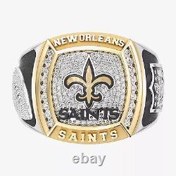 New Orleans Saints 1/2 CTTW Two-Tone 925 Yellow Gold And Sterling Silver Ring