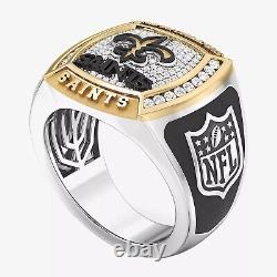 New Orleans Saints 1/2 CTTW Two-Tone 925 Yellow Gold And Sterling Silver Ring