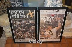 New Orleans Saints 2 Framed Newspapers Original Super Bowl XLIV Advocate