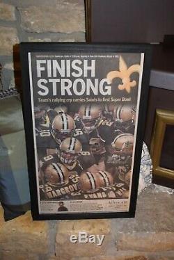 New Orleans Saints 2 Framed Newspapers Original Super Bowl XLIV Advocate