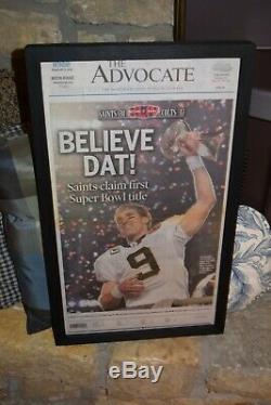 New Orleans Saints 2 Framed Newspapers Original Super Bowl XLIV Advocate