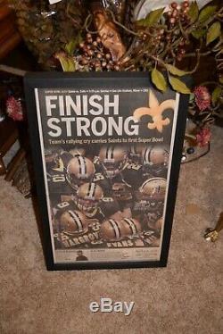 New Orleans Saints 2 Framed Newspapers Original Super Bowl XLIV Advocate