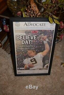 New Orleans Saints 2 Framed Newspapers Original Super Bowl XLIV Advocate