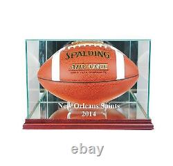 New Orleans Saints 2014 Glass Football Display Case FREE SHIPPING UV Made in USA