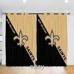 New Orleans Saints 2PCS Window Curtain Living Room Thicken Blackout Drapes Decor