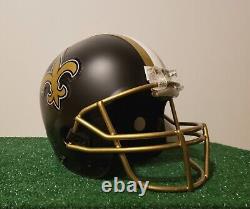 New Orleans Saints Alternate custom matte black full size M Riddell VSR helmet