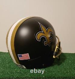 New Orleans Saints Alternate custom matte black full size M Riddell VSR helmet