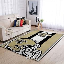 New Orleans Saints Anti-Skid Area Rug Flannel Floor Mat Living Room Carpet Gift