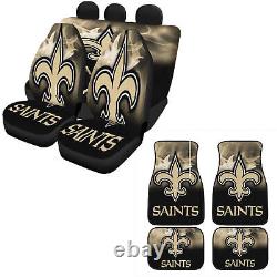 New Orleans Saints Car 5 Seater Covers 4Pcs Car Floor Mats Full Set Protectors