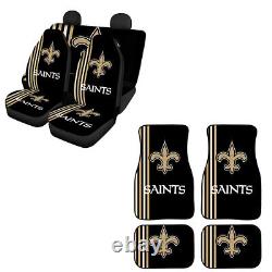 New Orleans Saints Car 5-Seater Covers Universal Auto Car Floor Mat Full Set
