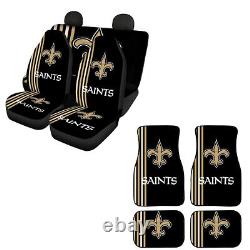 New Orleans Saints Car 5-Seats Cover SUV Auto Front Rear Rubber Car Floor Mats