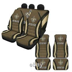 New Orleans Saints Car Floor Mat Car Seat Covers Front Rear 5 Seater Protector