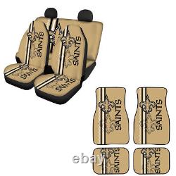 New Orleans Saints Car Seat Covers 5 Seater Car Floor Mats Auto Protectors 7PCS