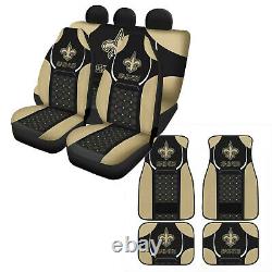 New Orleans Saints Car Seat Covers Front Rear 5 Seater Protector Car Floor Mat