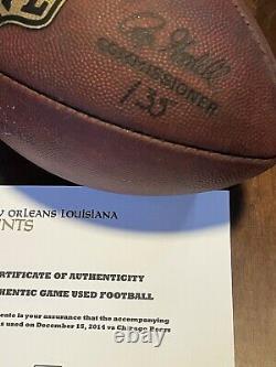 New Orleans Saints Drew Brees 3 TD Game Used Ball Wilson Duke Football COA
