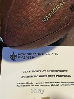 New Orleans Saints Drew Brees 3 TD Game Used Ball Wilson Duke Football COA