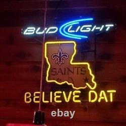 New Orleans Saints Fleur-de-lis Beer 24x20 Neon Light Sign Lamp Believe Da