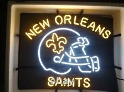 New Orleans Saints Helmet 24x20 Neon Light Sign Lamp Beer Bar Open Football