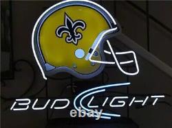 New Orleans Saints Helmet Light Beer Neon Sign 17x14 Lamp Garage Artwork Bar