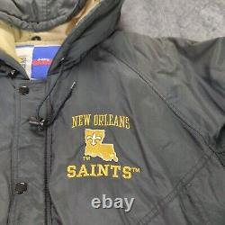 New Orleans Saints Jacket Winter Hood Competitor Gameday Vintage Black Men XL