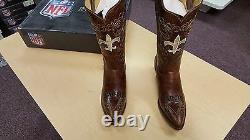 New Orleans Saints Ladies Brown Leather Boots size 5.5 7.5 9.5 Stitched Cowboy