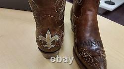 New Orleans Saints Ladies Brown Leather Boots size 5.5 7.5 9.5 Stitched Cowboy