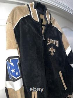 New Orleans Saints Leather Jacket NFL Team Apparel Size L NWT