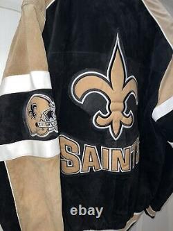 New Orleans Saints Leather Jacket NFL Team Apparel Size L NWT