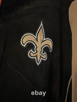 New Orleans Saints Leather Varsity Jacket Mens Large Full Zip NFL Super Nice