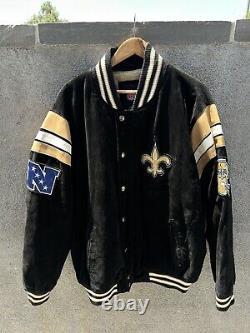 New Orleans Saints Leather Varsity Jacket Mens XL Full Zip NFL