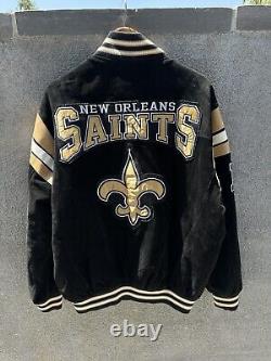 New Orleans Saints Leather Varsity Jacket Mens XL Full Zip NFL