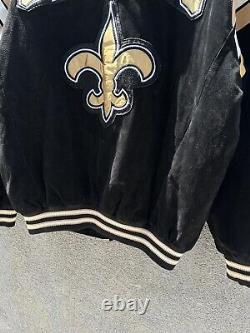 New Orleans Saints Leather Varsity Jacket Mens XL Full Zip NFL