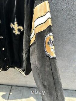 New Orleans Saints Leather Varsity Jacket Mens XL Full Zip NFL