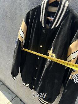 New Orleans Saints Leather Varsity Jacket Mens XL Full Zip NFL