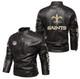 New Orleans Saints Men's Leather Jacket, Sticker Patch
