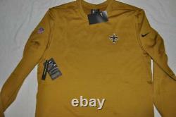 New Orleans Saints Mens Nike Modern-A Pullover Long Sleeve Top Gold NWT