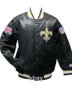 New Orleans Saints Mens Sizes S-M-L-XL-2XL England Flag Black Starter Jacket