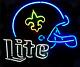 New Orleans Saints Miller Lite Helmet Neon Lamp Sign 20x16 Bar Light Beer