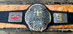 New Orleans Saints NFL Championship Belt Brass Leather Adult Size 2mm 4mm