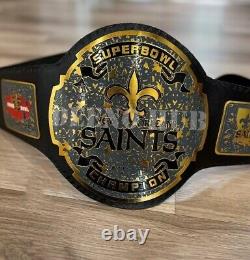 New Orleans Saints NFL Championship Belt Zinc Plates, Leather Strap, Adult Size