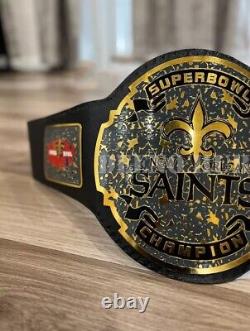 New Orleans Saints NFL Championship Belt Zinc Plates, Leather Strap, Adult Size