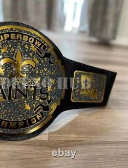 New Orleans Saints NFL Championship Belt Zinc Plates, Leather Strap, Adult Size