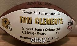 New Orleans Saints NFL Game Ball Presented To Tom Clements 1997 Soldier Field