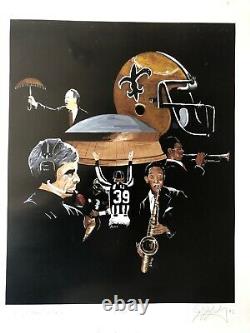 New Orleans Saints NFL Signed Lithograph Quinn Early Tom Benson Jim Mora Poster