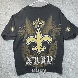 New Orleans Saints Shirt Mens Extra Large Black Super Bowl 44 All Over Print Men