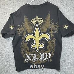 New Orleans Saints Shirt Mens Extra Large Black Super Bowl 44 All Over Print Men