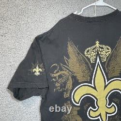 New Orleans Saints Shirt Mens Extra Large Black Super Bowl 44 All Over Print Men