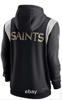 New Orleans Saints Sideline Nike Therma-FIT Full-Zip Black Hoodie Men Size XXL