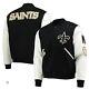 New Orleans Saints Standard Logo Full-zip Varsity Jacket Black/white Size Larg